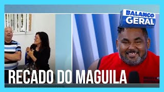 Maguila grava vídeo especial para convidado do Balanço Geral