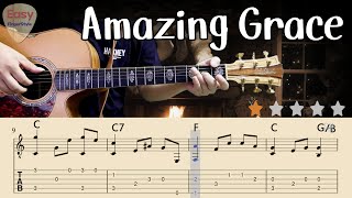 🔴Amazing Grace 🔴Easy Acoustic Fingerstyle Guitar Tutorial ㅣTabs & Chords ㅣJohn Newton
