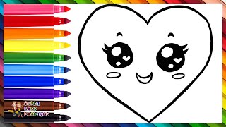 How To Draw A Heart ❤️ Drawing And Coloring A Cute Rainbow Heart 🌈 Drawings For Kids