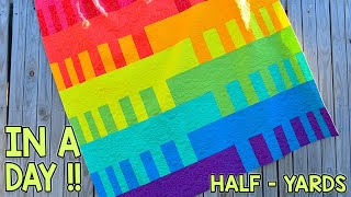 Spectacle Blends | Half A Yard Pattern | Modern Quilt Pattern | Rainbow | Twin Size Quilt | Free