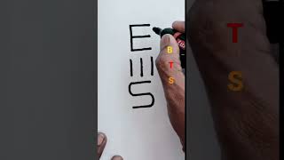 3 Parallel line to draw BTS logo #shorts #youtubeshorts #bts #btsarmy