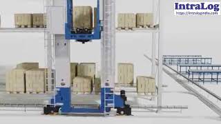 ASRS Pallet Stacker Cranes Telescopic Fork Dual Mast Aisle Changing