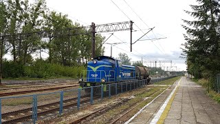 SM42-1050 z jedną cysterną przejeżdża po torze 1 stacji w Tarnobrzegu 28.08.2017