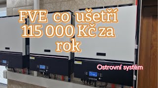 Ostrovní domácí FVE  o výkonu 35 kWp a bateriovým úložištěm 144 kWh mi ušetřila za rok 115 000 Kč