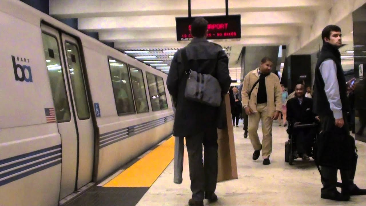 SFO Airport Train Arriving At Civic Center/UN Plaza BART (HD) - YouTube