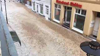 Hagel und Starkregen überschwemmen Sondershäuser Innenstadt