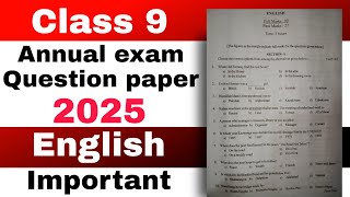 Class 9 English Annual Exam Question Paper 2025 Exam Examquestions