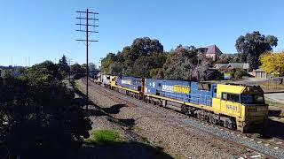 NR41, 9321 and LDP006 on full steel train thru Wagga Wagga