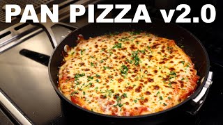 Easier pan pizza in a non-stick — browned base and crispy rim