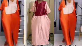 How to sew a trendy bubu gown with a stylish asymmetric design with front slit