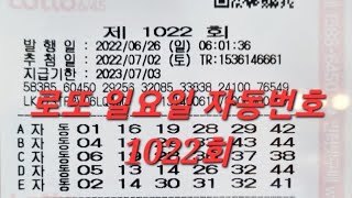 로또 자동번호 1022회 일요일