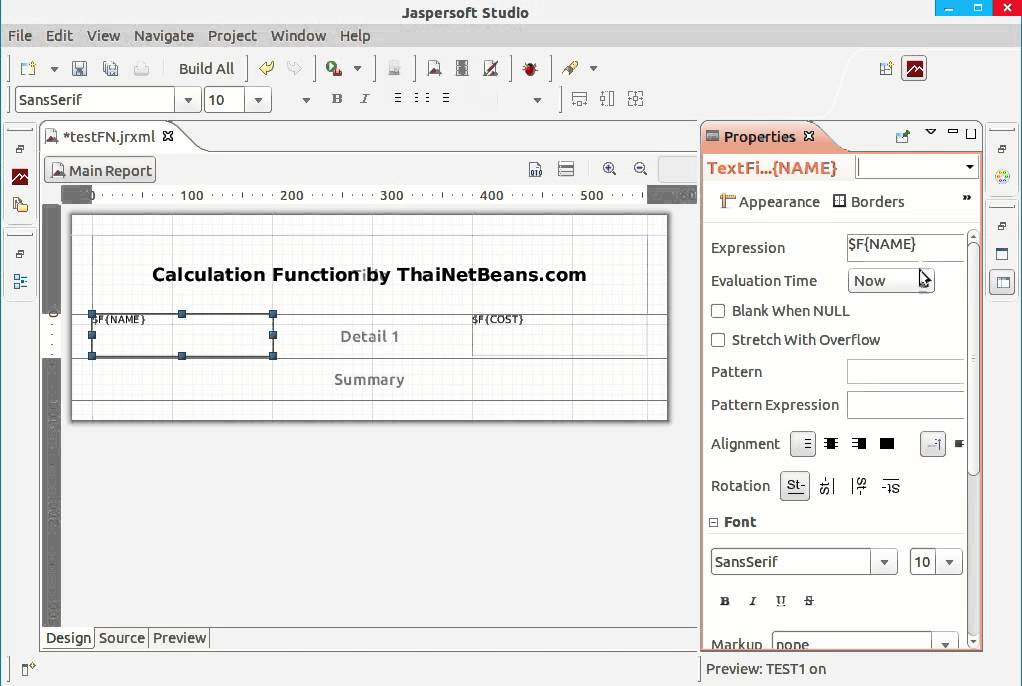 Jaspersoft Studio Calculation Function Youtube
