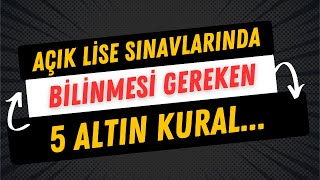 Açık Lise Sınavlarından Önce Bilinmesi Gerekenler