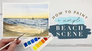 How To Paint a Simple Watercolour Beach Scene | Landscape Painting for Beginners