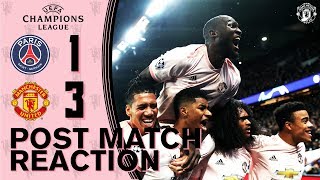 Solskjaer & the squad delighted with win at PSG! | PSG 1-3 Manchester United | UEFA Champions League