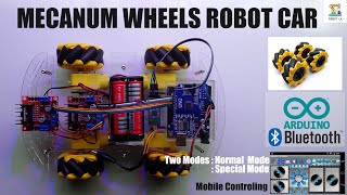 Arduino Mecanum Wheels Robot Car | Omni-Directional | Bluetooth Control | Mobile Control Car Sinhala