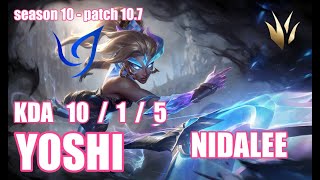 【韓国サーバー/D3】CGA YOSHI ニダリー(Nidalee) VS ジャーヴァンⅣ(JarvanⅣ) JG - Patch10.7 KR Ranked【LoL】