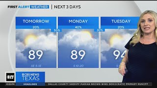 Quieter overnight, more storms possible Sunday night