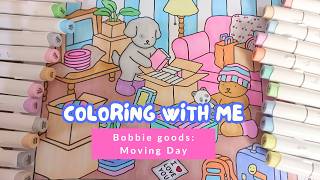 10 Minutes Coloring with me | Ohuhu Markers Pastel Color | Bobbie Goods Moving Day with Piano Calm
