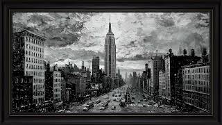 Noir New York Skyline | Empire State Building Wall Art: Framed TV Screensaver 4K