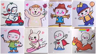 Cartoon Character Drawing Ideas For Kids | Easy Cartoon Characters to Draw for Kids Tutorial