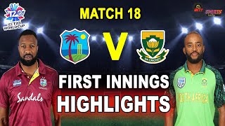South Africa VS West Indies 18th T20 Match First Innings Highlights | T20 World Cup SA vs WI Match