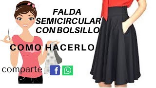 FALDA  SEMICIRCULAR CON BOLSILLO COMO HACERLO