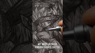 My Most Detailed Kakashi & Obito Sketch #shorts