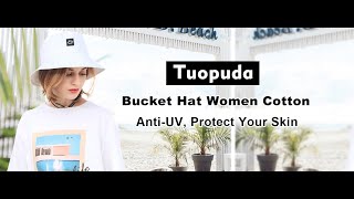 Tuopuda Bucket Hat Foldable Cotton Sun Beach Cap