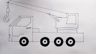 How to draw crane Truck step by step