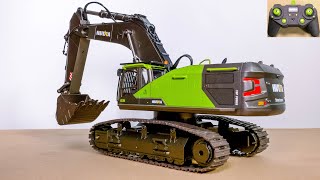 UNBOXING HUINA 1593 RC EXCAVATOR, RC DIGGER, RTR, SOUND, FIRST TEST!! DIE CAST, AMEWI 22516