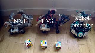 3 Generations of Lego Mindstorms Mindcuber Rubiks Cube solving robots