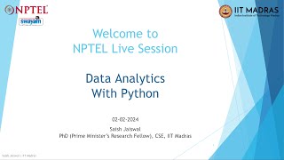 Data Analytics With Python | NOC24-CS20 | Live Session 2 | NPTEL