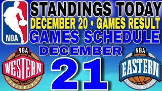 nba standings today December 20, 2024 | games results | games schedule December 21, 2024