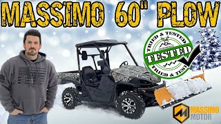 Massimo 60” UTV/ATV Snow Plow Install, Review and Demo. Alli 500 Side by Side Plowing a Foot of Snow