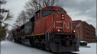 CN 5673 (SD75i) leads down the Freeport Subdivision in Elmhurst, Illinois