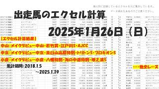 【競馬予想】2025年1月26日（日）AJCC、プロキオンS、壇之浦S、他全レースの計算結果【エクセル集計】