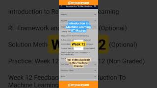 Introduction To Machine Learning Week 12 Iit Madras Nptel Answers 2024
