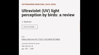 Ultraviolet (UV) light perception by birds: a review | RTCL.TV