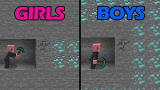 How boys and girls mine diamonds in minecraft
