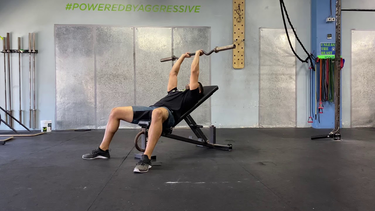 Incline Bench EZ Bar Skull Crusher - YouTube