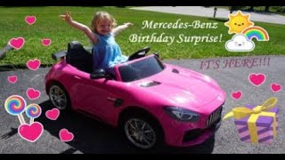 Big Toys Pink Mercedes-Benz || *Birthday Surprise!* || Electric Ride-On Kids Car Demo