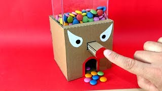 Bonibon Makinesi Nasıl Yapılır-How to make GumBall Candy Dispenser Machine from Cardboard