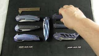 8x Artisan Folder Blue Titanium M390/S35VN - Waistline, Bombardier, Eagle, Zumwalt, Cygnus,...