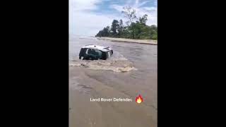 Land Rover Defender submerged by sandy beach #landroverdefender #defender2020