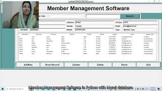 Member Management Software in Python with Mysql database.