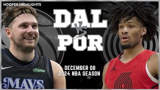 Dallas Mavericks vs Portland Trail Blazers Full Game Highlights | Dec 8 | 2024 NBA Season