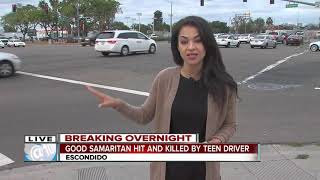 Man pushing stalled vehicle hit, killed by teen driver in Escondido