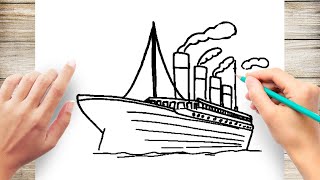 How to Draw the Sailing Titanic Step by Step