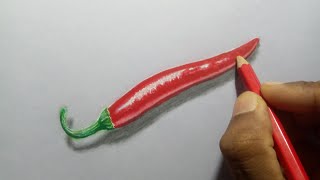 Red Chilli Realistic Drawing Step By Step Tutorial | சிகப்பு மிளகாயின் தத்ரூப ஓவியம் | Tutorial